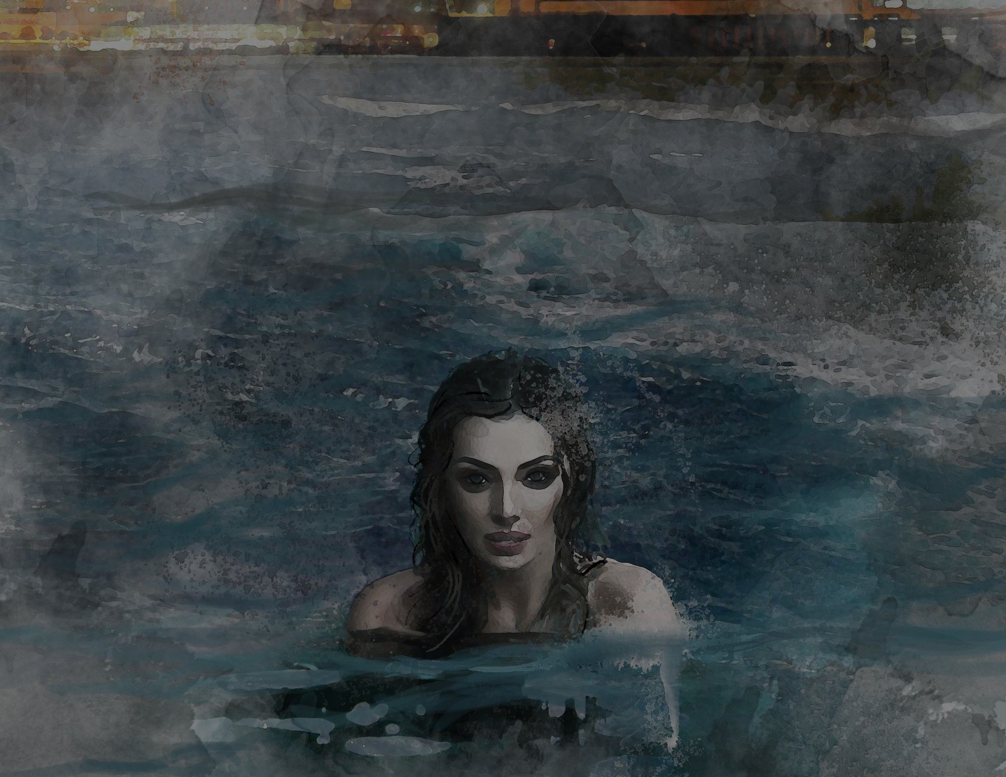 Lady of the Bay watercolor painting