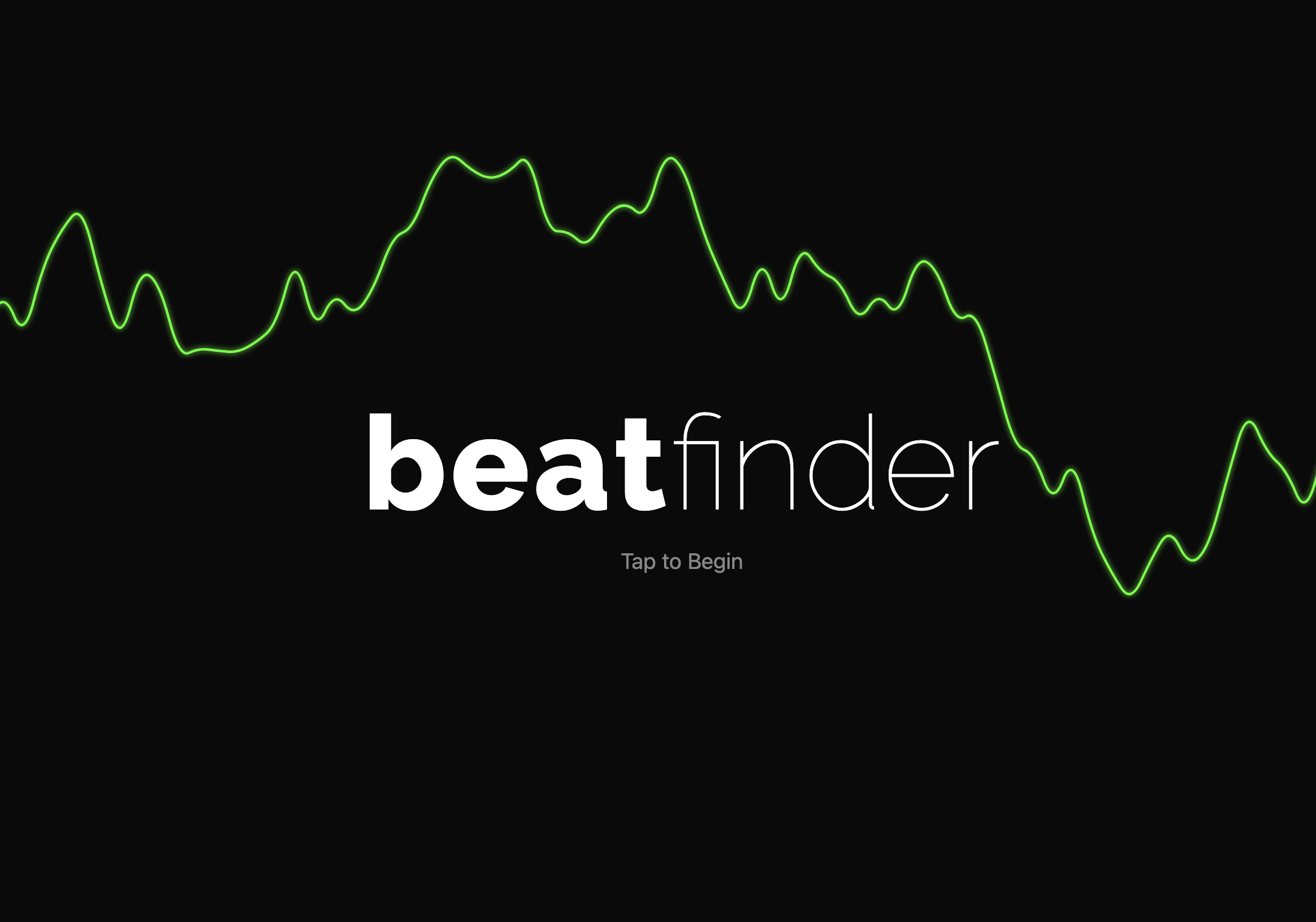 Screenshot of Beatfinder intro user interface